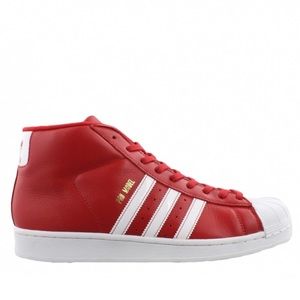 Adidas High Top Pro Model J Sneakers in Red / Scarlet & white Rare Find !!